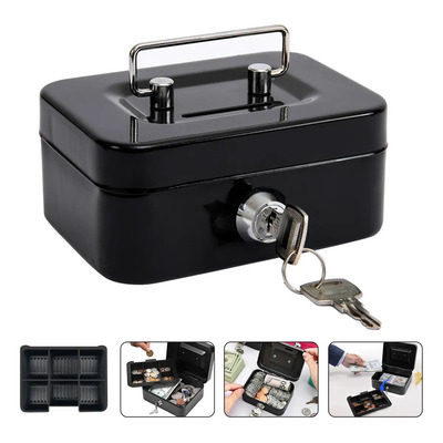 Vanance® Caja Fuerte De Seguridad Para Dinero Efectivo Cerradura Doble Cajas Fuerte Metálica Para Monedas Billetes Documentos Con Empotrar Llave Color Negro | MercadoLibre
