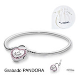 Pulsera Candado Cor R Compatible Marca Pandora,plata+bolsa