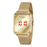 Relógio Feminino Mondaine Digital Quadrado Dourado