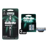 Aparelho Barbear Gillette Mach3 Com Recarga +carga Adicional