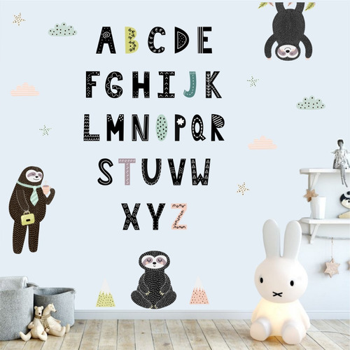 Adesivo Decorativo Parede Infantil Alfabeto Preguiça