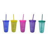 12 Vasos Magicos Reusables Tapa Popote Libre De Bpa 22oz