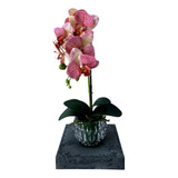 2 Orquídeas No Vaso Flores Artificiais Com Folhas Realistas