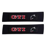 Par (2) Almohadillas Para Cinturón Auto Vw Gti Logo Rojo