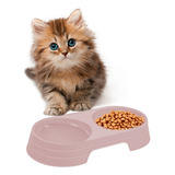 Plato Doble Para Alimento De Raza Pequeña Mascota Perro Gato Color Rosa