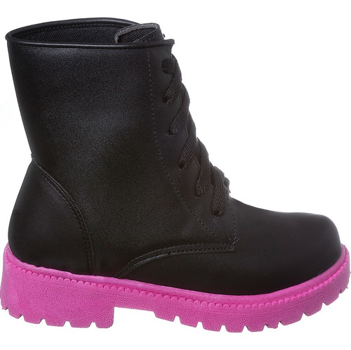 Bota Feminina Infantil Coturno Menina Sola Pink Alta