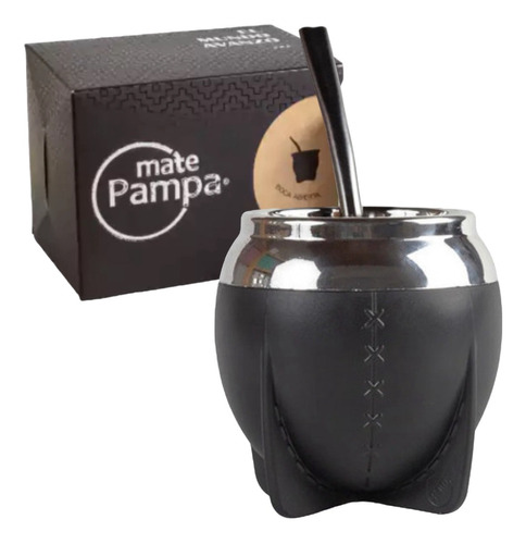 Mate Pampa Tradicional Con Bombilla Boca Grande Y Boca Chica