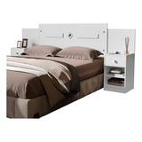 Cabeceira Lara Com Mesa Lateral Cama Box Casal 140 Queen 160