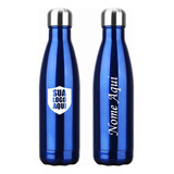 Garrafa Térmica Personalizada Azul - Aço Inox - Nomes Logos