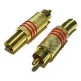 Conector Rca Plug Tipo Macho Dourado Com Mola Metal Cor 283164