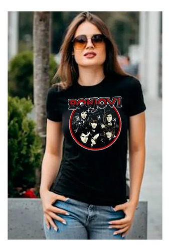 Playera Negra Bon Jovi Band.