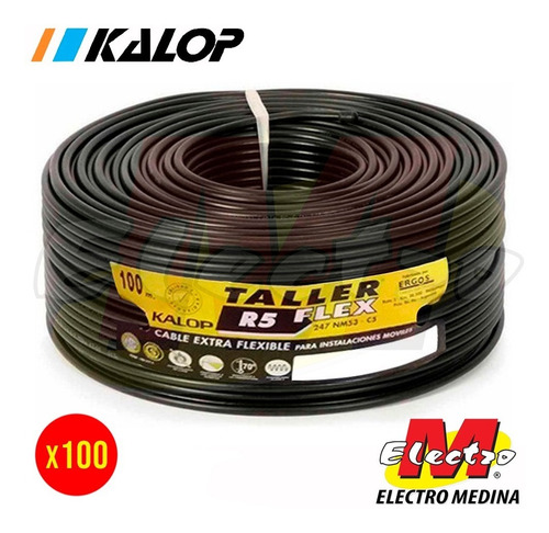 Cable Taller Kalop 2x1 Mm X100mt Clase 5 Iram Electro Medina