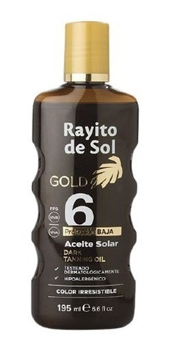 Rayito De Sol Aceite Solar Bronceador F6 Con Proteccion Gold