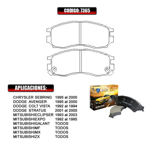 Pastillas De Freno Delanteras Chrysler Sebring 98 99 00 7365 Foto 2