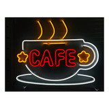 Letrero Led Neon Cafe Con Caza Caliente 60*45cm Luminoso