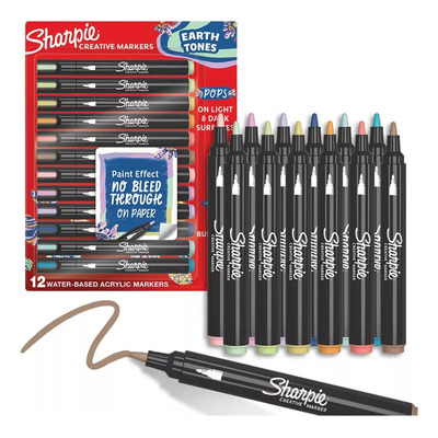 Sharpie Marcadores, Base Agua, Punta Bala, 12 Piezas Colores Surtidos | Envío gratis