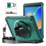 Funda Verde Oscuro Con Asa Para iPad 10.2 2021/2020/ 2019