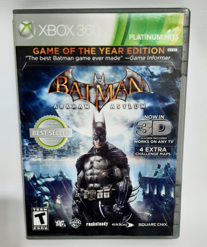 Jogo Xbox 360 Batman Arkham Asylum 3d + Oculos Original
