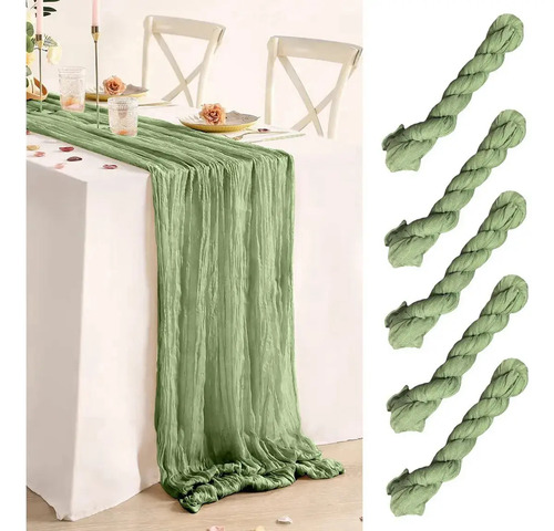 Set De 5 Caminos De Mesa Boho De Gasa, Tela De Queso, Color