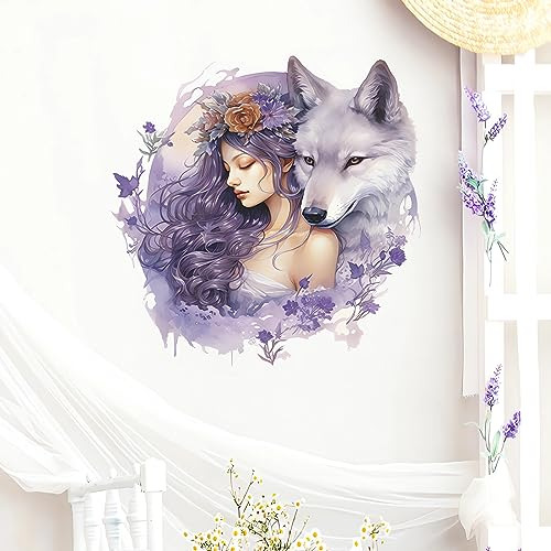 Sacinora - Pegatinas De Pared Con Diseño De Lobo Morado, Dis