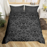 Set De Cama Vintage Floral Negro Para Adultos