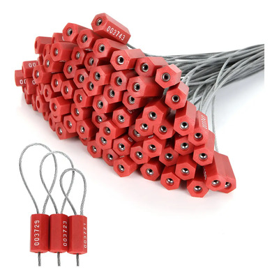 150 Precintos Sello Seguridad Para Cables Acero Foliada 30cm Color Rojo | Meses sin interés