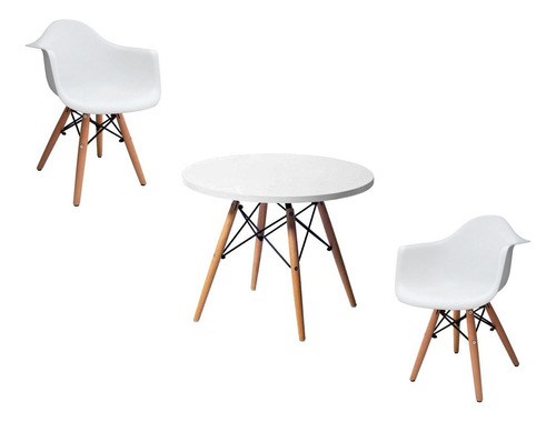 Eames Mesa Infantil Y 2 Sillones Color Blanco