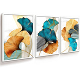 Quadro Decorativo Abstrato Folhas Moderno Sala Quarto Casal