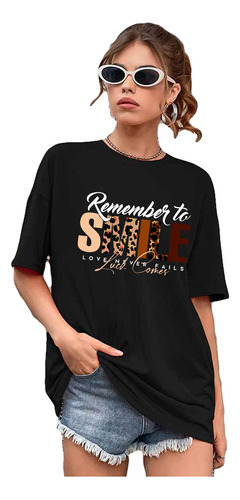 Playera Camiseta Con Estampado De Slogan Mujeres Comodidades