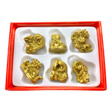 6 Figuras Dragon Chino Dorados Amuleto Prosperidad Año Chino