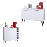 Aparador 2 Porta Cantinho Bar Luxo E Buffet Balcão Cozinha Cor Branco