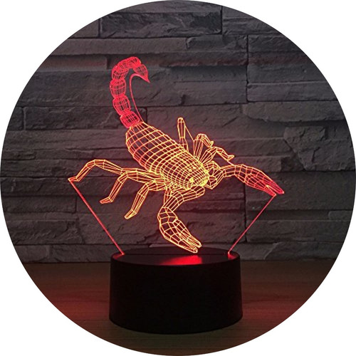 Lampara Led Acrílico Escorpión Signo Zodiacal Luz Decoración