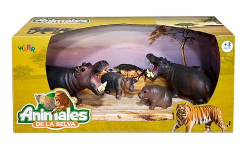 Playsets Animal World Familia Hipopotamo Pack X4