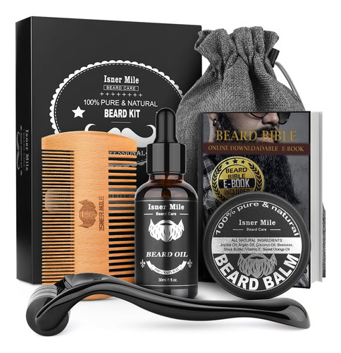 Kit Para Barba Crecimiento, Rodillo Aceite Balsamo Peine