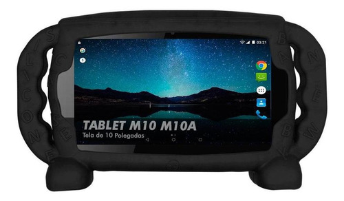 Capa Infantil Tablet Multilaser M10 M10a Kids Case Top Preta