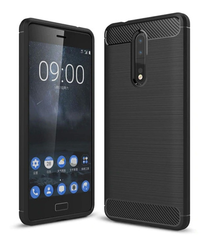 Funda Tpu Fibra Carbono Para Nokia 6.1 Plus + Templado