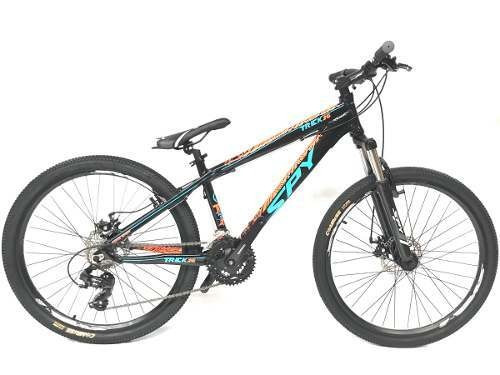 Mountain Bike Masculina Spy Trick R26 21v Freno Caliper Color Negro/naranja/celeste  