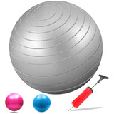 Bola Pilates Com Bomba Para Encher, Aguenta Até 250kg Cor Cinza