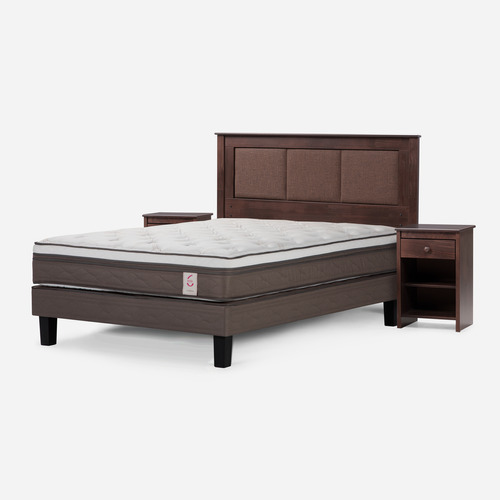 Cama New Style 6 2 Plazas + Respaldo +  Veladores Ferrara