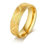 Anillo Acero Inoxidable Argolla Color Oro Ranuras Line Mujer