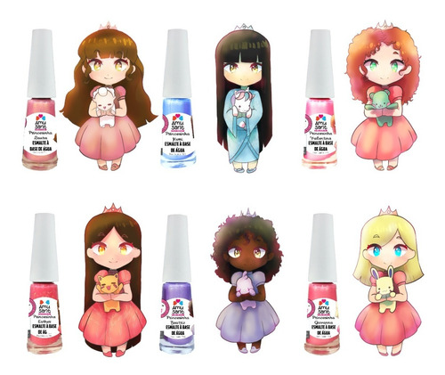 Kit C/6 Esmaltes Infantil A Base De Água Amusant Princesas