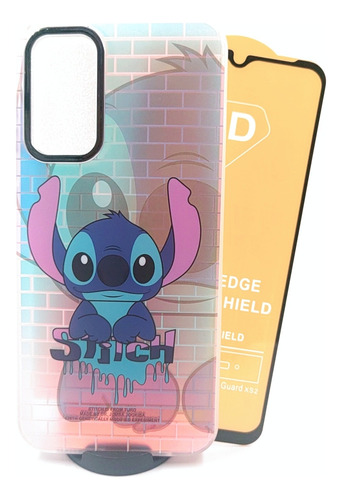 Case Stitch Azul + Mica Cristal Para Samsung Galaxy A14 5g