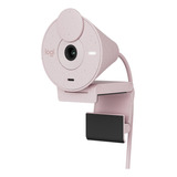 Logitech Brio 300, Webcam Full Hd 1080p, Rightlight 2, Rose Color Rosa Claro