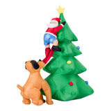 Árbol De Navidad Ligero Inflable Con Papá Noel Y Perro