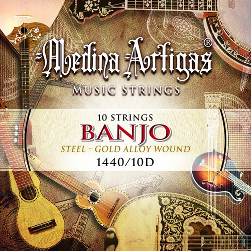 Encordado Banjo De 10 Cuerdas Medina Artigas Steel Gold 
