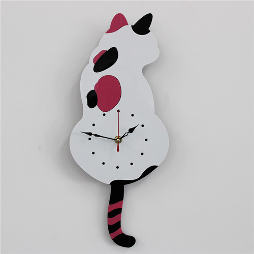 Reloj Acrílico De Dibujos Animados Con Forma De Gato Con Col