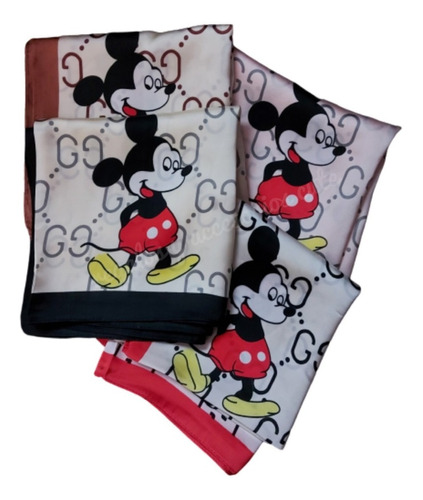 Pañuelo Cuadrado Mickey Mouse Mascada De Dama  67 X 67 Cm
