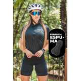 Conjunto Ciclismo Feminino Preta Bermuda E Camisa Way Fresh 