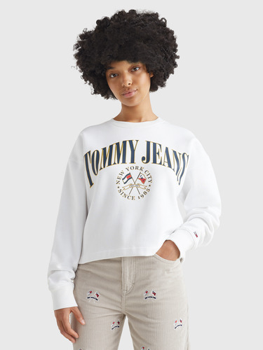 Polerón Relaxed Crop Modern Mujer Tommy Jeans Blanco