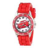 Reloj De Metal Y Caucho De Cuarzo Disney Boy, Color: Rojo